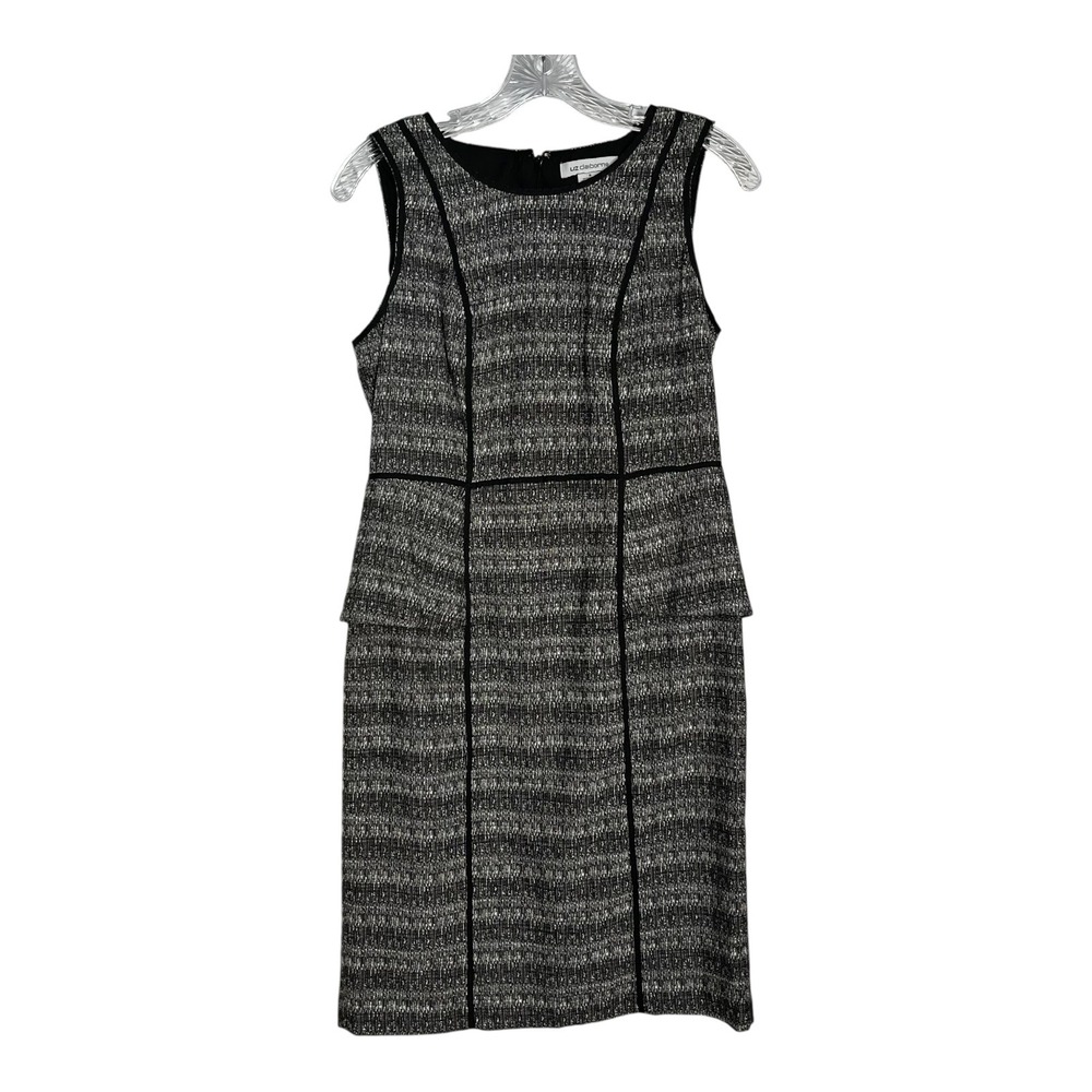 Liz Claiborne Dress Black‎ White Tweed Peplum Sleeveless Career Party Womens